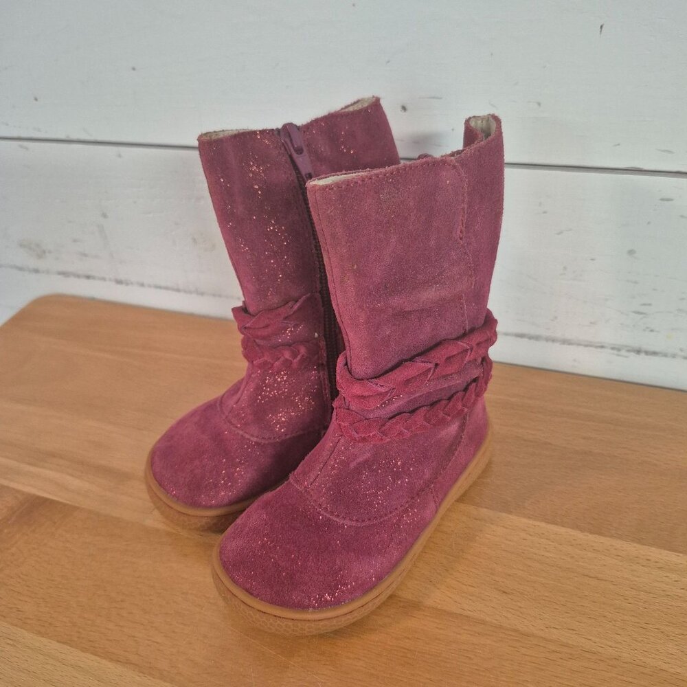 Livie & Luca Girls Calliope Boot Mulberry Sparkle Size 6 Side Zip Rubber Sole